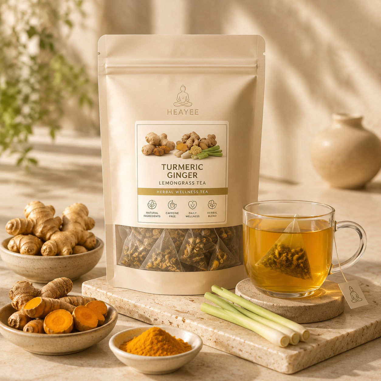 Herbal Wellness Tea Turmeric Ginger Lemongrass Botanical Blend Lifestyle Tea