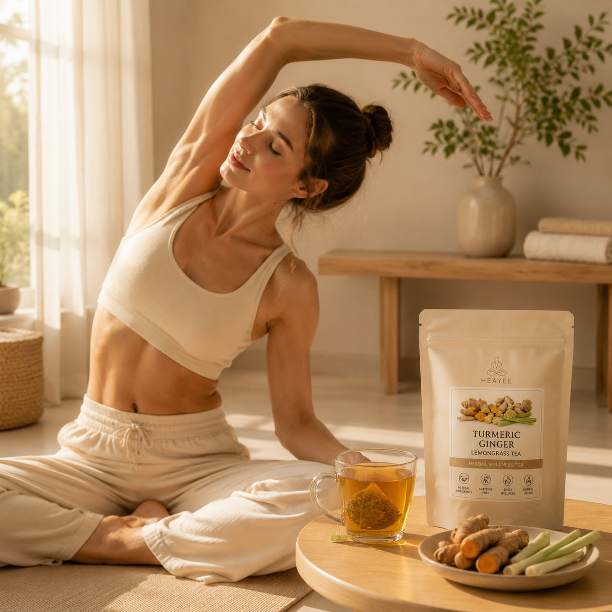 Herbal Wellness Tea Turmeric Ginger Lemongrass Botanical Blend Lifestyle Tea