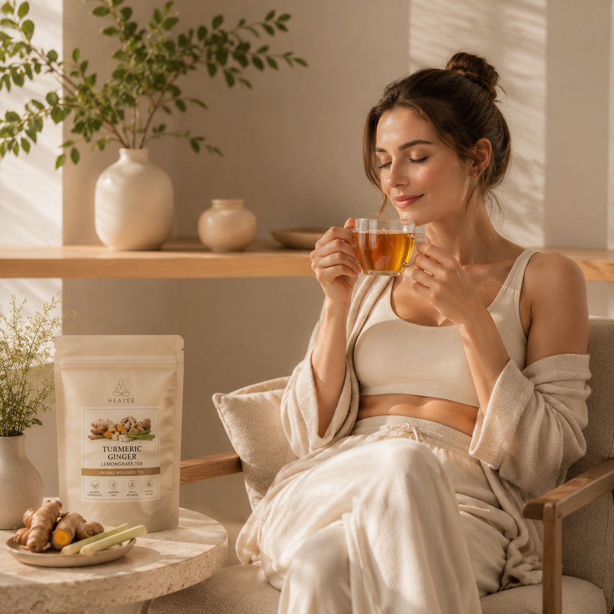 Herbal Wellness Tea Turmeric Ginger Lemongrass Botanical Blend Lifestyle Tea
